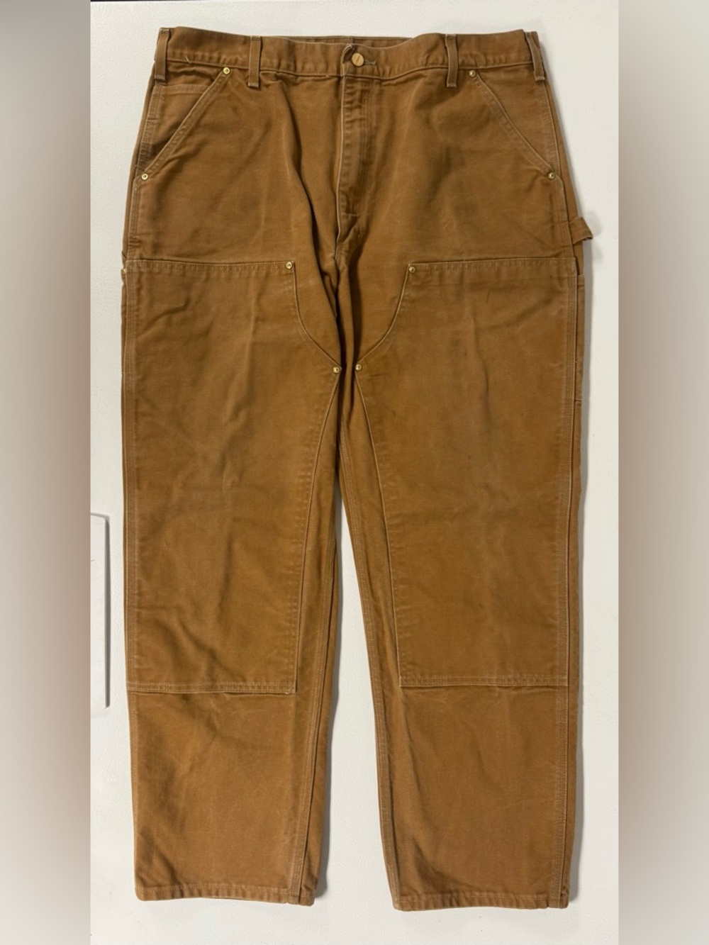 Carhartt B01 BRN Dungaree Double Knee Carpenter Work Pants USA Made Men 40x32